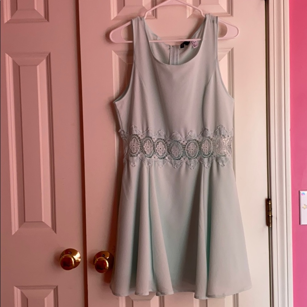 Pale blue eyelet lace dress